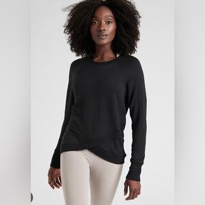 Athleta Black Cross-Hem Lightweight Pullover